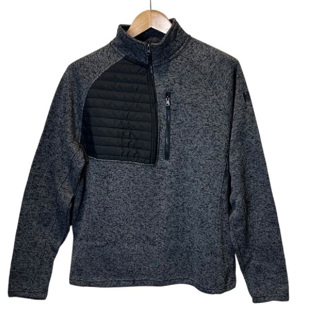 NRA Pullover Sweater Quilted Accent Half Zip Gray/Black Mens Size Large‎